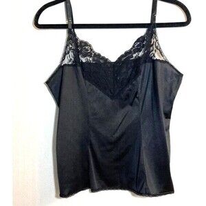 Vassarette Camisole 17-105 Black Lace Medium 100% Nylon VTG 80s Gothic Witchy